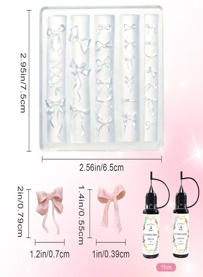 Biutee Bowknot Silicone Nail Molds, 3D Nail Molds for Nail Art, DIY Bow Charms Nail Molds 3D Sculpting Molding Gel Nail Desgin Nail Art Carved Mould for Resin Accessories DIY Nail Supplies - Image 2